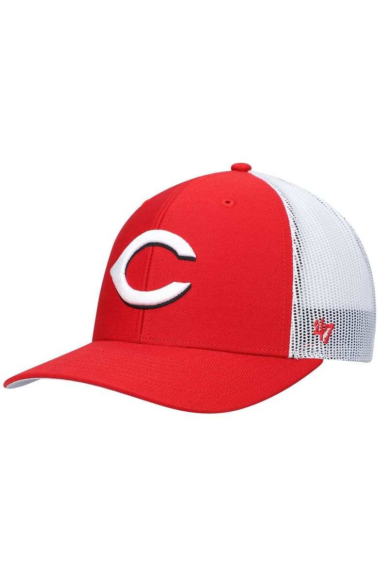 '47 Men's '47 Red/White Cincinnati Reds Primary Logo Trucker Snapback Hat, Alternate, color,