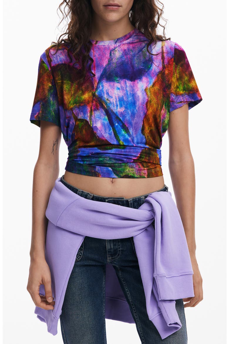 Abstract Print T-Shirt, Main, color, LAVENDER MULTI