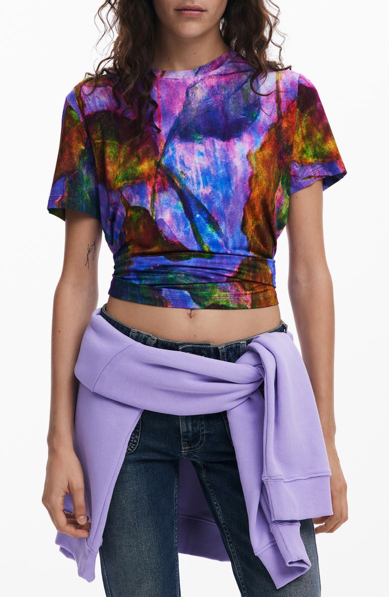Desigual Abstract Print T-Shirt, Main, color, Lavender Multi