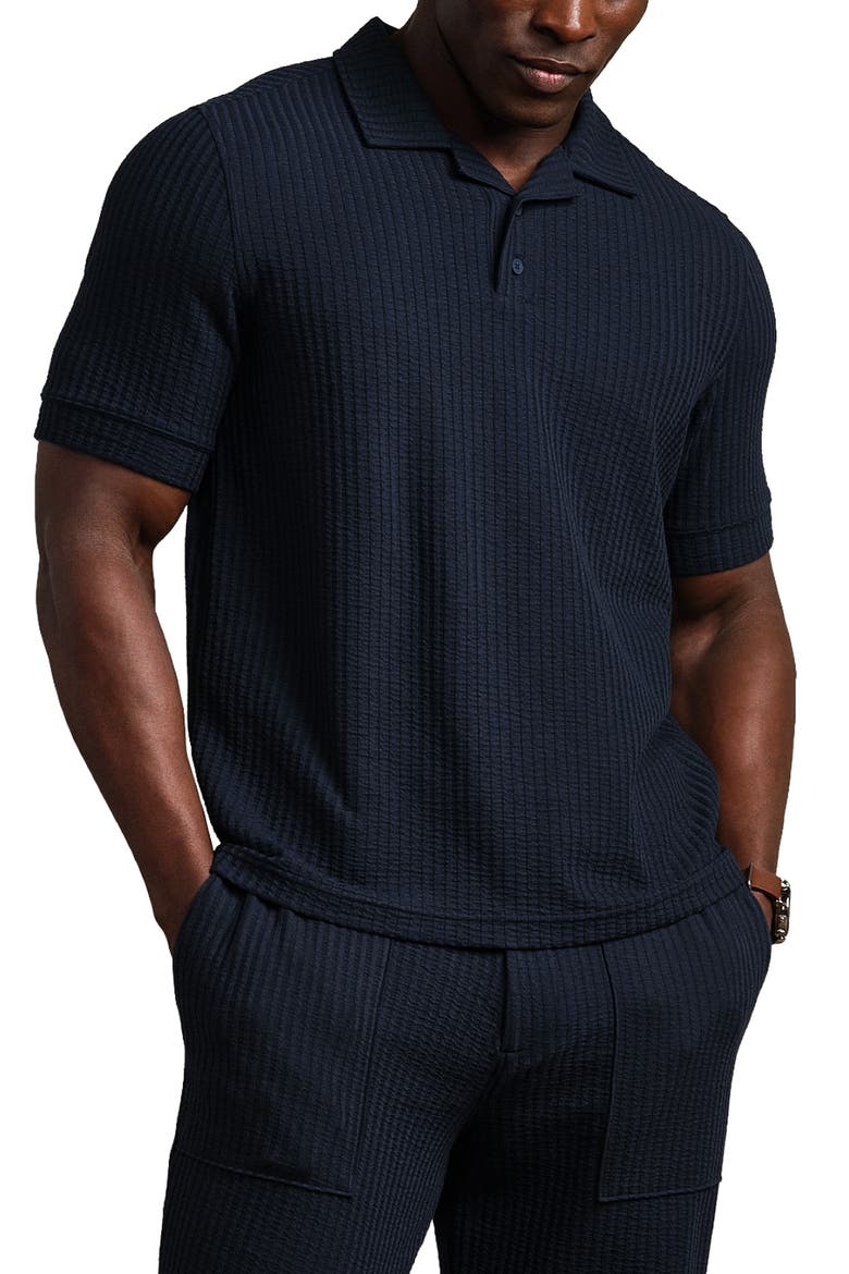 Casual Seersucker Polo, Main, color, TRUE NAVY