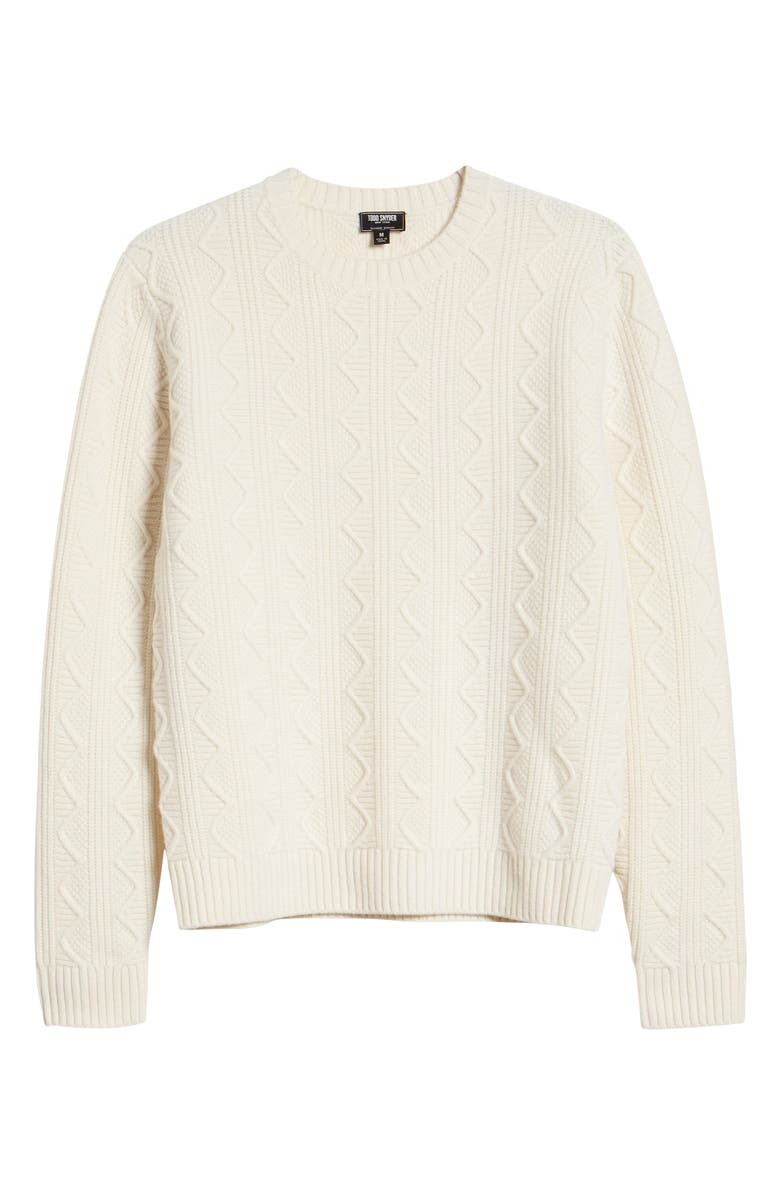 Todd Snyder Cable Knit Crewneck Wool Sweater, Alternate, color, 