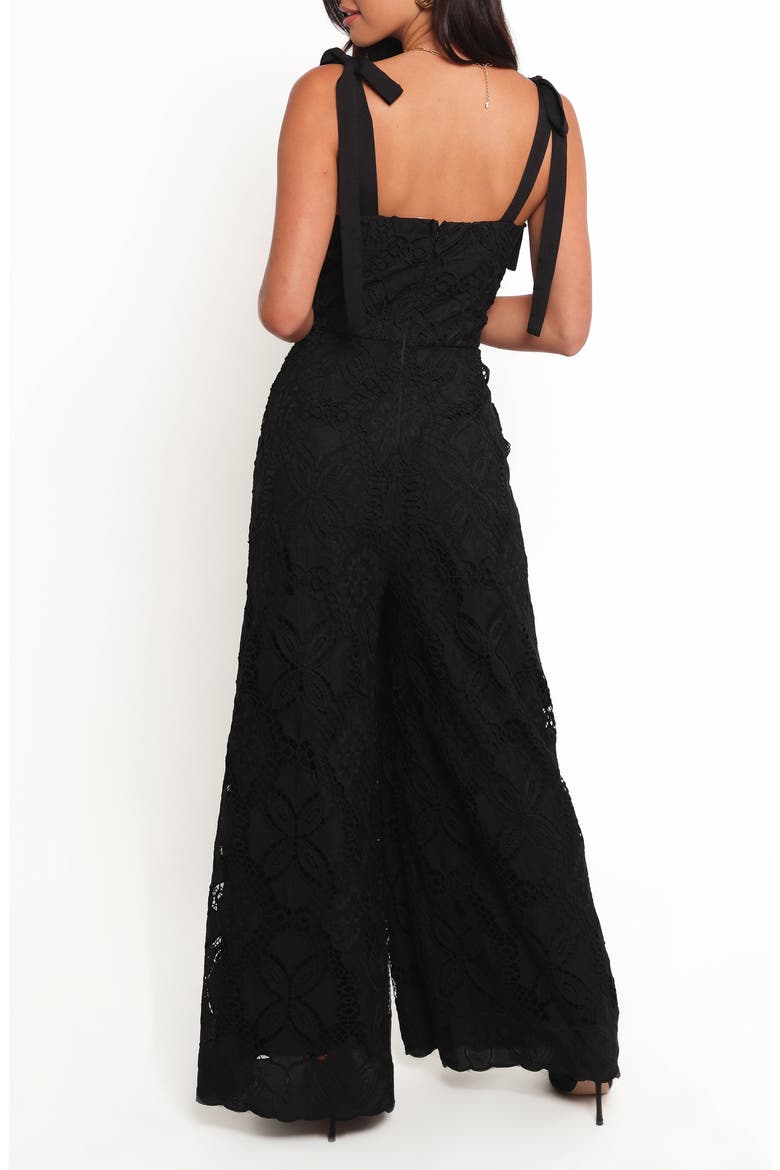 Raya Tie Strap Lace Jumpsuit, Alternate, color, BLACK