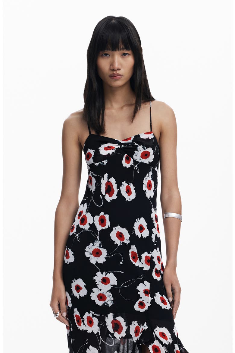 Ruffle Print Sleeveless Maxi Dress, Alternate, color, BLACK