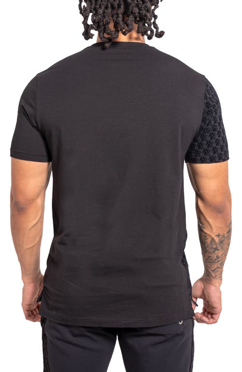 Maceoo Halflion73 Black Spliced Graphic T-shirt In Black