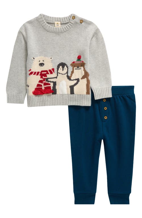 Tucker + Tate Jacquard Sweater & Pants Set in Grey Heather Critters- Blue 