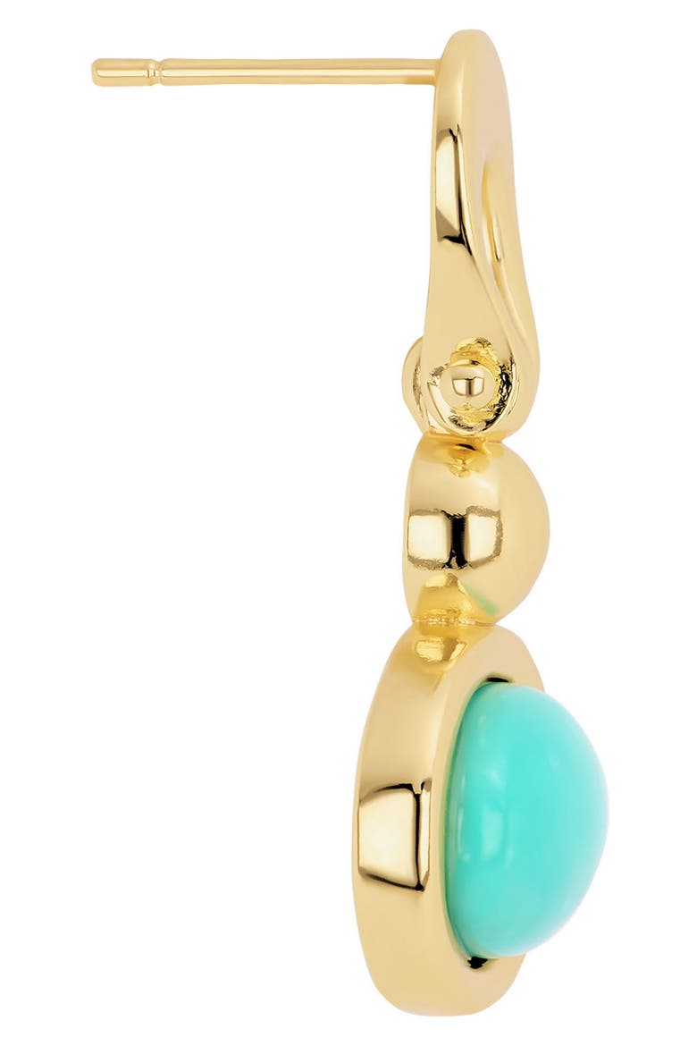 Oval Simulated Turquoise Drop Earrings, Alternate, color, GOLD