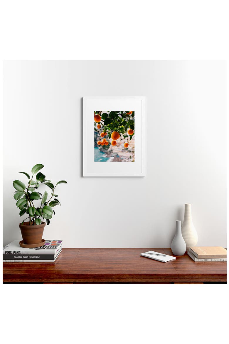 Amalfi Coast Oranges Framed Wall Art, Alternate, color, WHITE FRAME 18X24