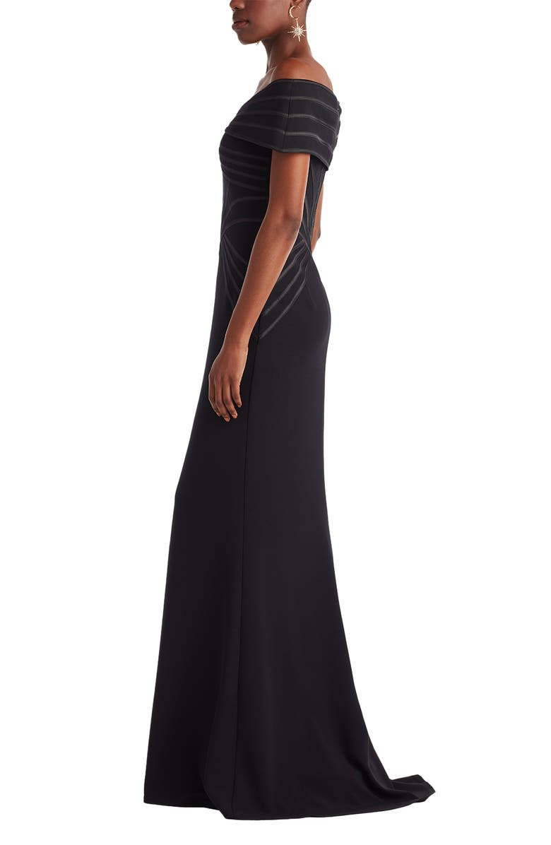 Tadashi Shoji Off the Shoulder Corset Bodice Gown, Alternate, color, Black