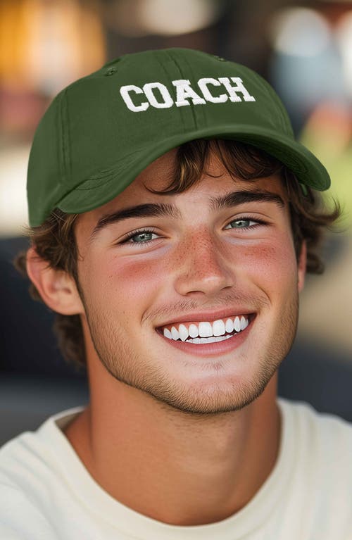 Dalix Coach Embroidered Sports Dad Cap In Olive