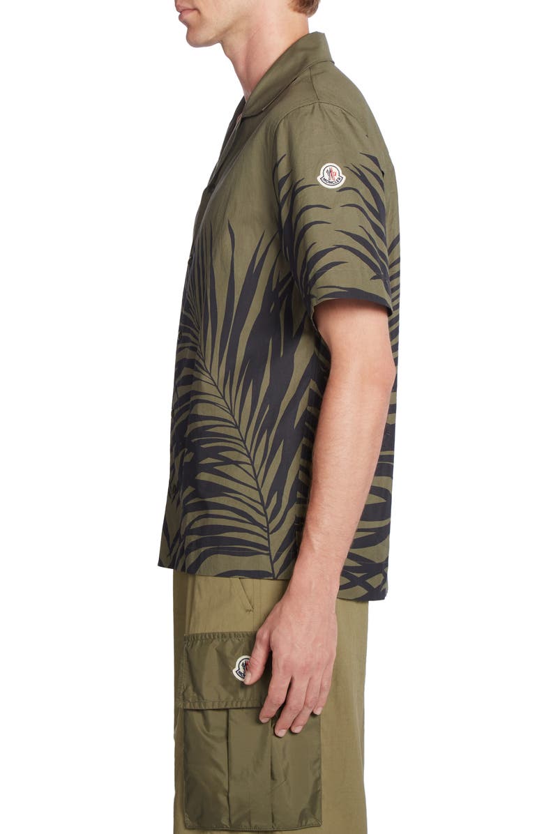 Moncler Fern Print Cotton Poplin Camp Shirt, Alternate, color, 