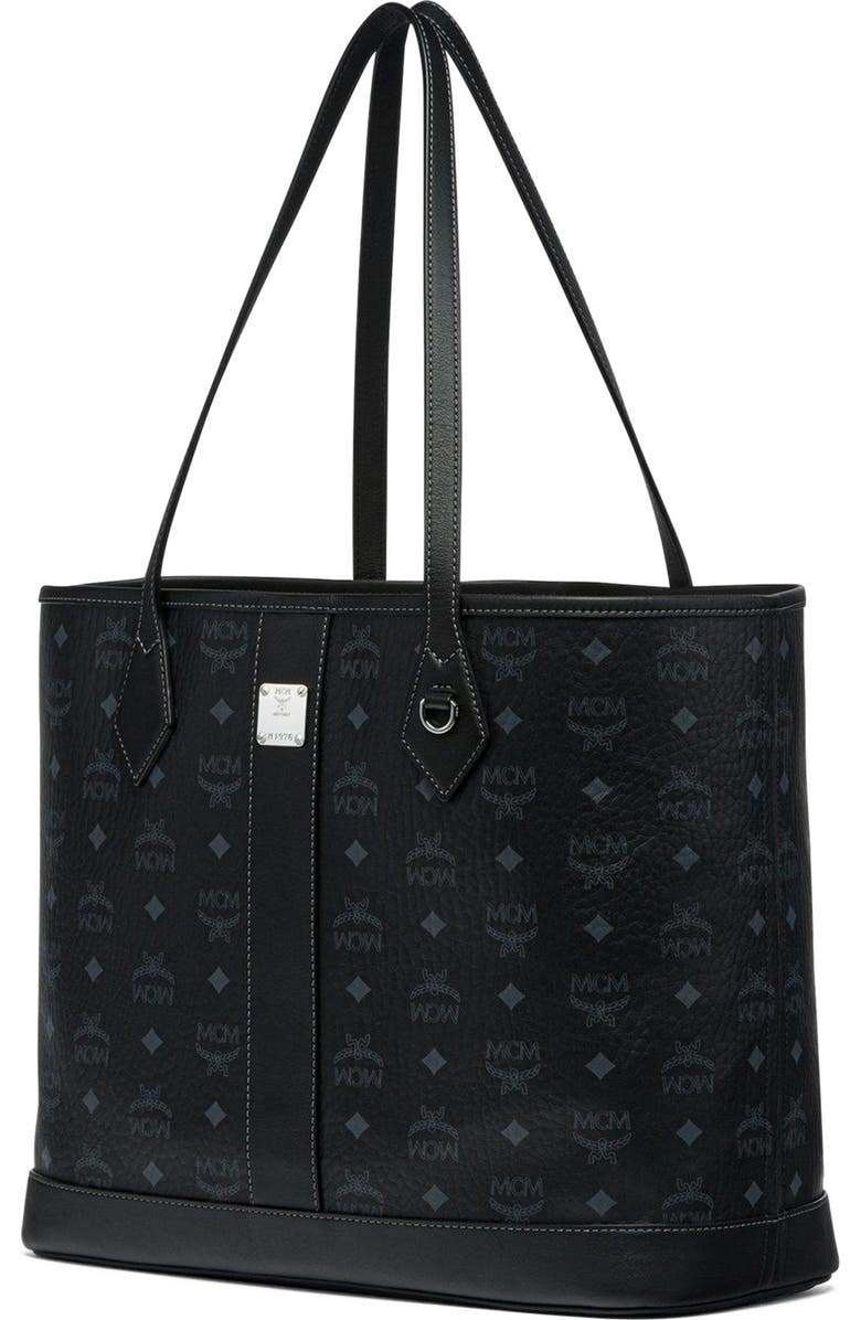 MCM New Medium Liz Shopper in Visetos, Alternate, color, Black