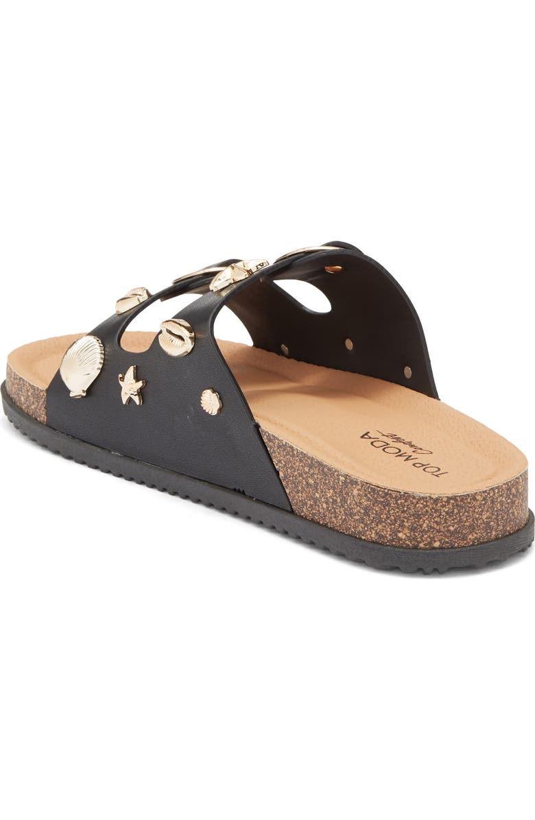 TOP MODA Arissa Double Strap Slide Sandal, Alternate, color, Black Pu