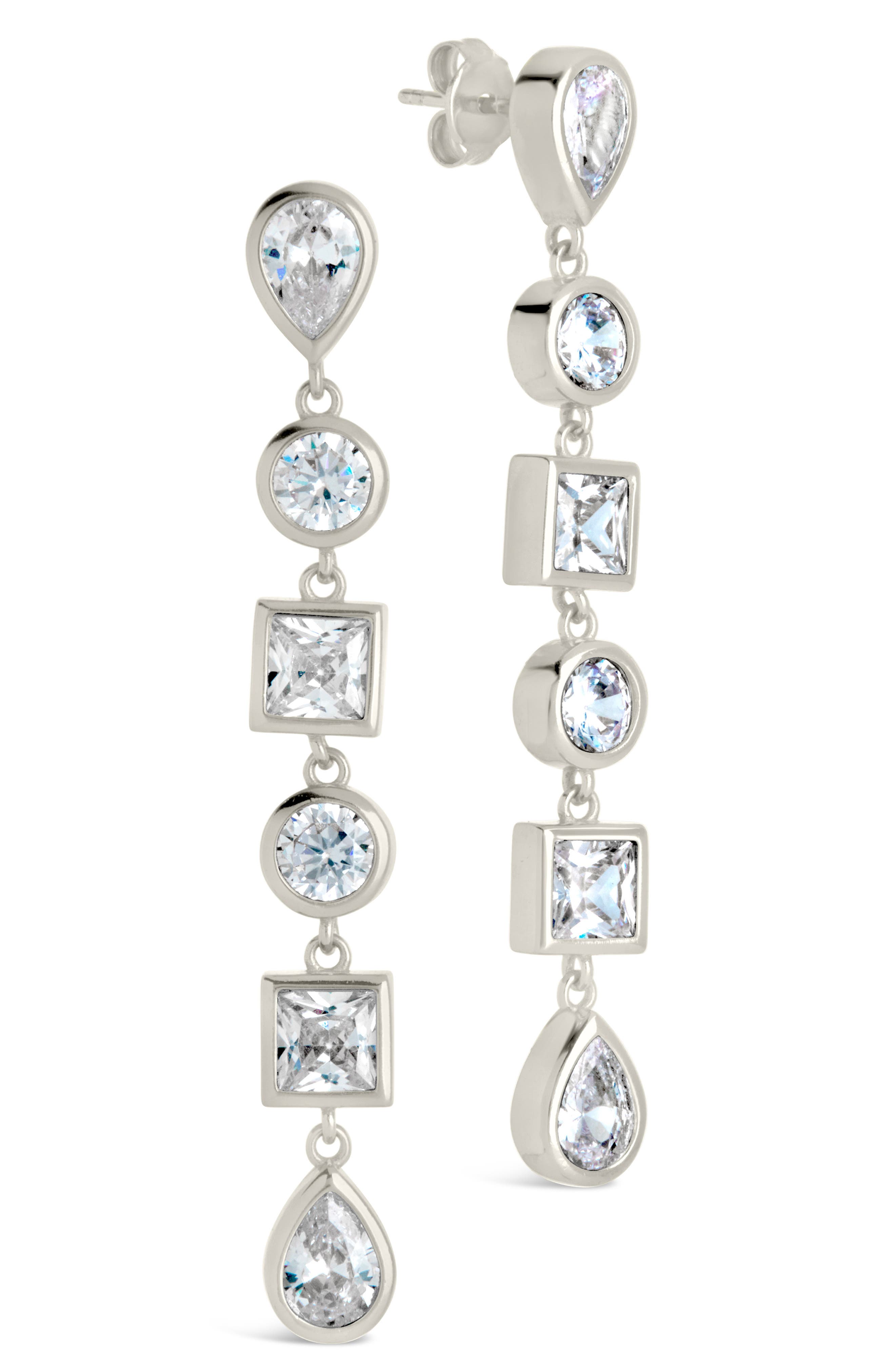 Sterling Forever Ingrid CZ Link Drop Earrings