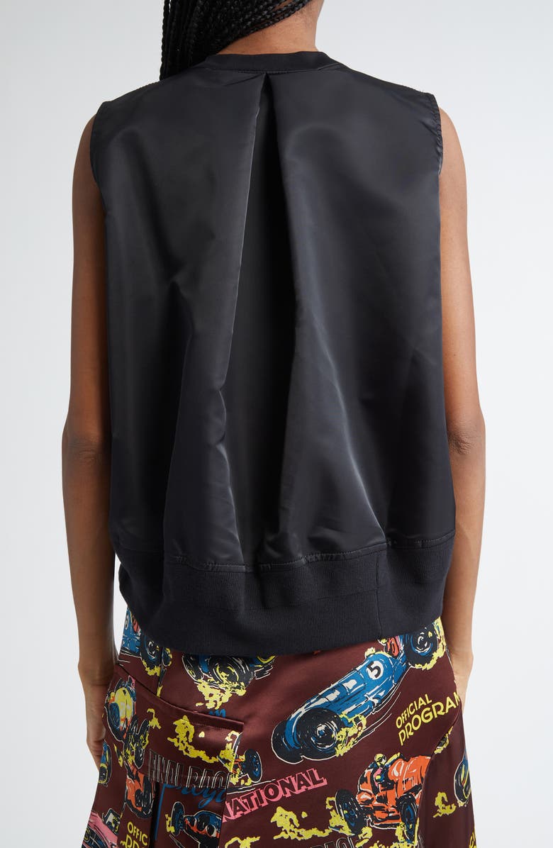 Sacai Nylon Twill & Cotton Jersey Sleeveless Top, Alternate, color,