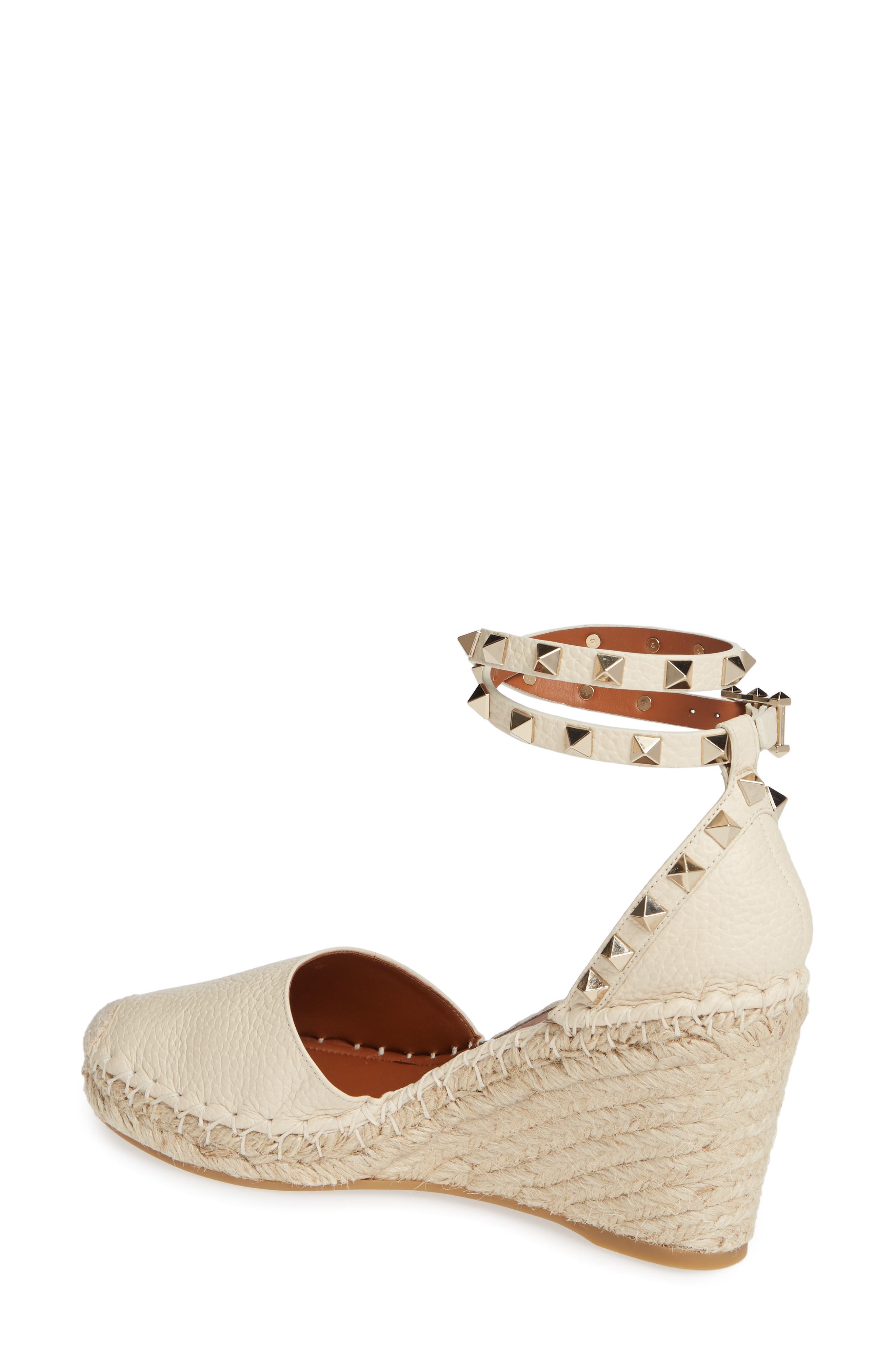 Valentino Garavani Rockstud Espadrille Wedge Sandal, Alternate, color, 