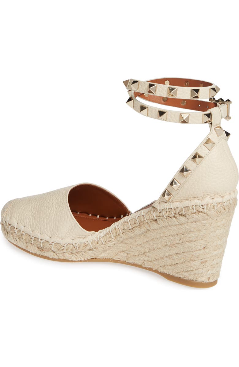 Valentino Garavani Rockstud Espadrille Wedge Sandal, Alternate, color,