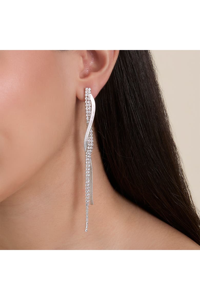 Silver Linear Drop Earrings, Alternate, color, Silver