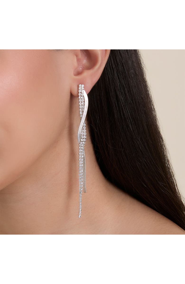 Jessica Simpson Silver Linear Drop Earrings, Alternate, color, 