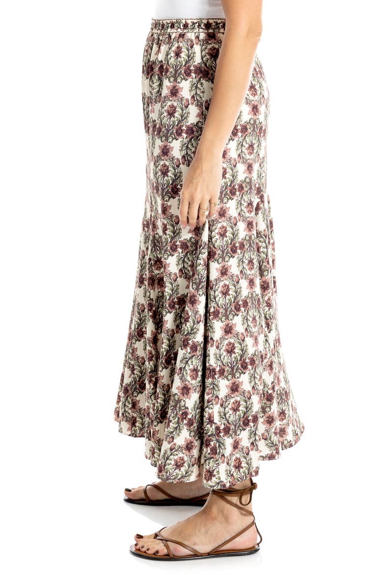 Godet Georgette Skirt, Alternate, color, ECRU/ MAUVE BAROQUE FLORAL