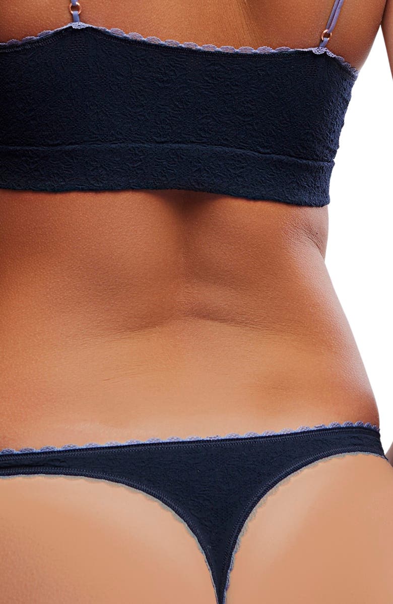 Free People Intimately FP Sweat Point Seamless Thong, Alternate, color, Black Combo