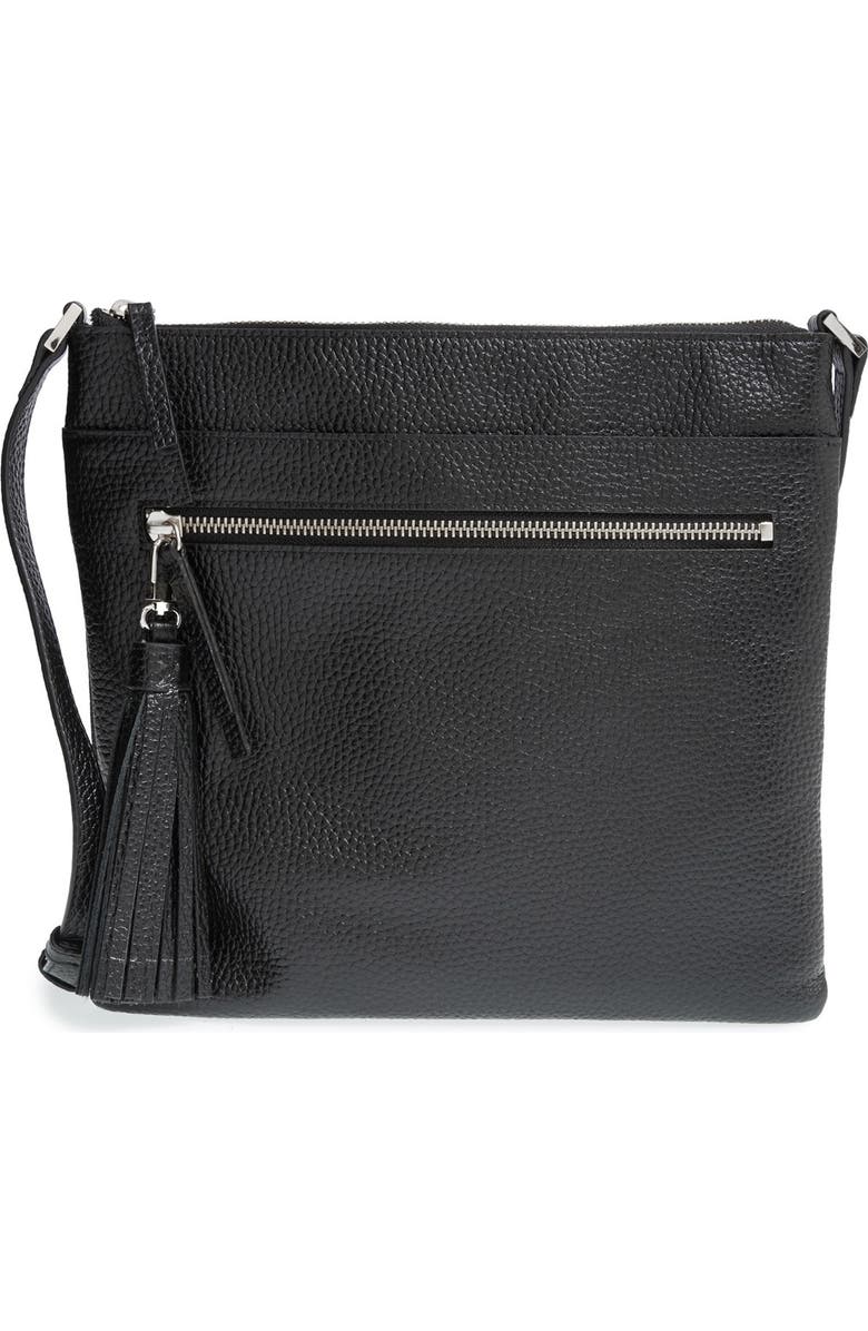 Halogen<sup>®</sup> Tasseled Leather Crossbody Bag, Main, color,