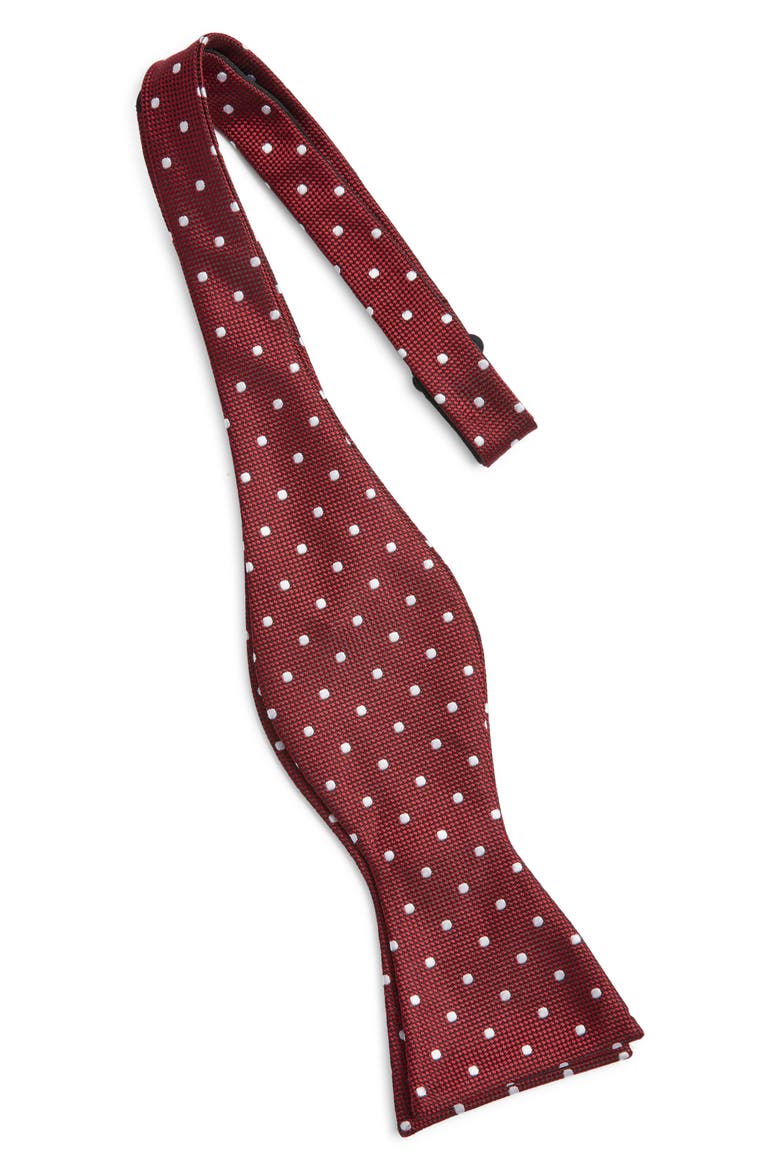 Polka Dot Silk Bow Tie, Alternate, color, MAROON