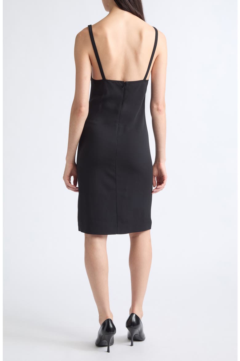 Lace Trim Stretch Cady Cocktail Dress, Alternate, color, BLACK