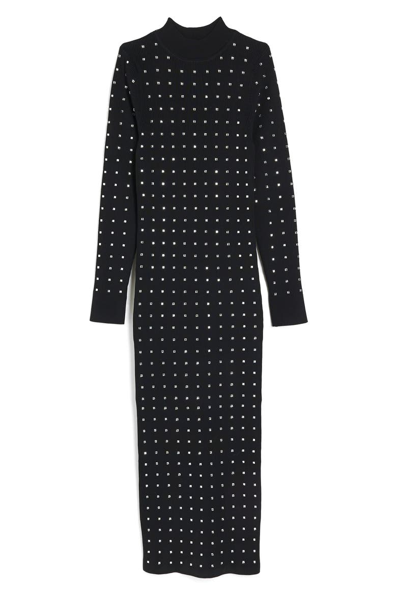 Heatseal Long Sleeve Knit Midi Dress, Alternate, color, BLACK