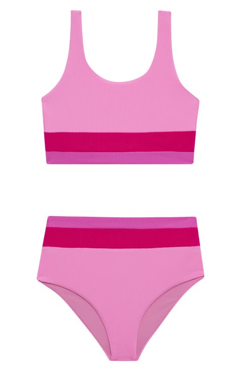 Little MacKenzie & Heidi Rib Two-Piece Swimsuit (Big Kid)