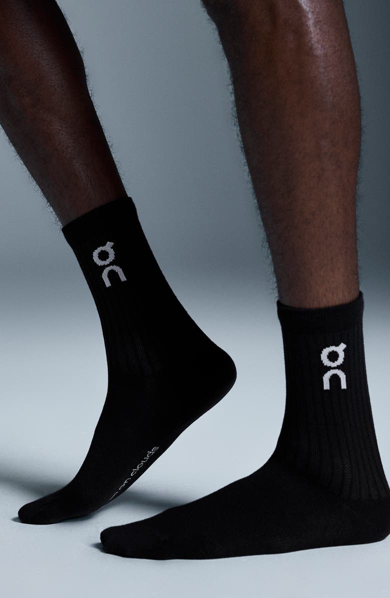 On Logo Organic Cotton Crew Socks, Alternate, color, Black