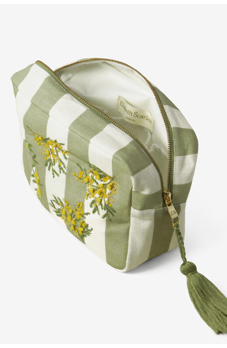 Elizabeth Scarlett Mimosa Stripe Cotton Wash Bag, Alternate, color, Green