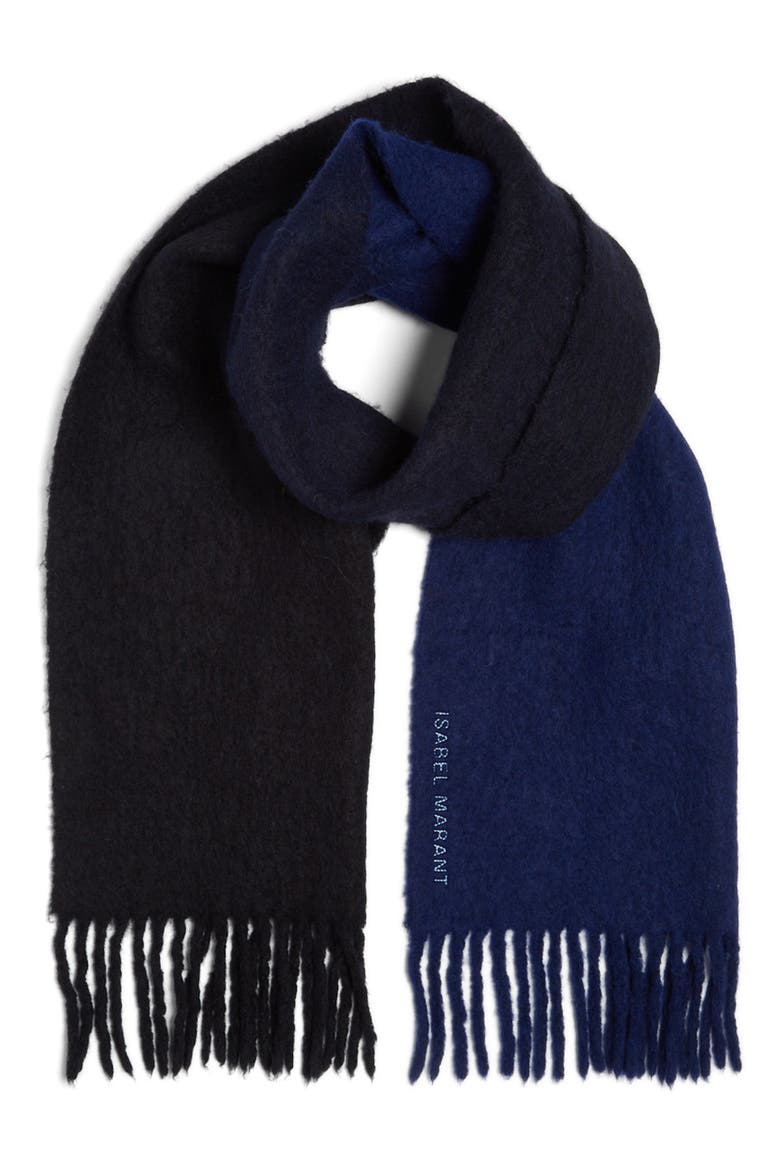 Firna Fuzzy Scarf, Alternate, color, BLACK/ BLUE