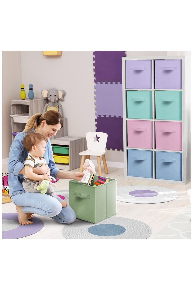 12-Pack Collapsible Storage Cubes, Alternate, color, AQUA MULTI/ PASTEL COMBO