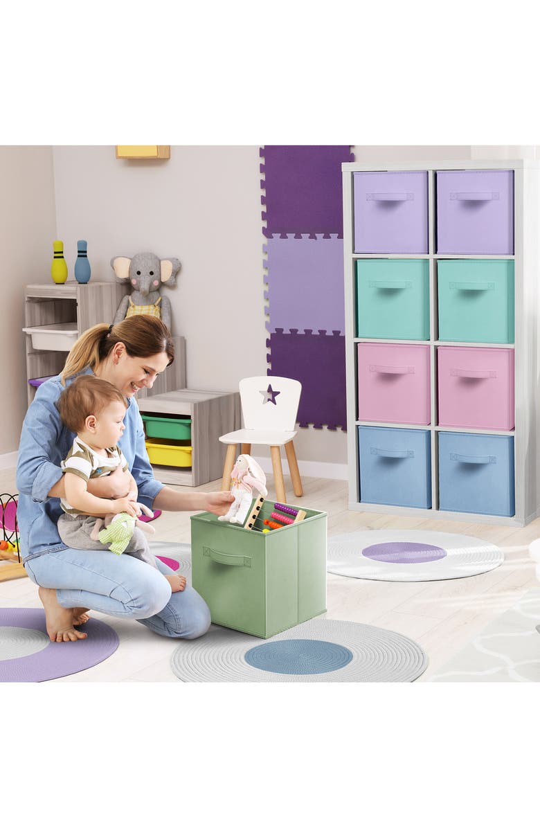 SORBUS 12-Pack Collapsible Storage Cubes, Alternate, color, Aqua Multi/ Pastel Combo