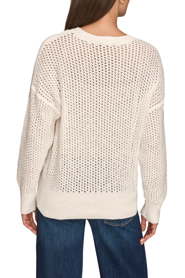 Open Stitch Cotton Blend Sweater, Alternate, color, CREAM
