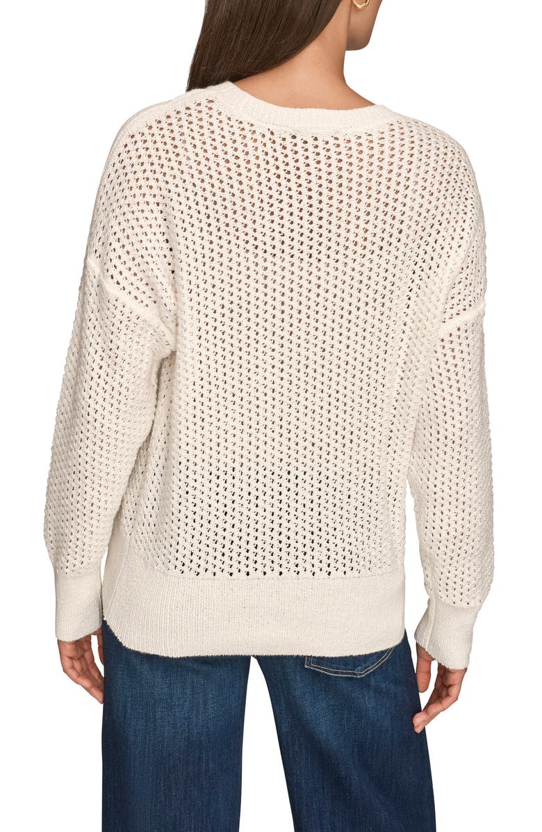 Donna Karan New York Open Stitch Cotton Blend Sweater, Alternate, color, Cream