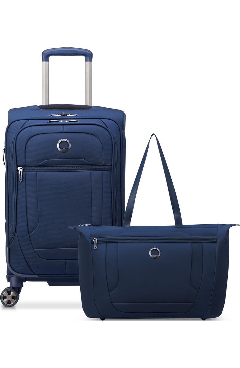 Delsey Paris Helium DLX Softside 2 Piece Set Weekender Tote Bag & 20" Carry-On, Main, color, Navy