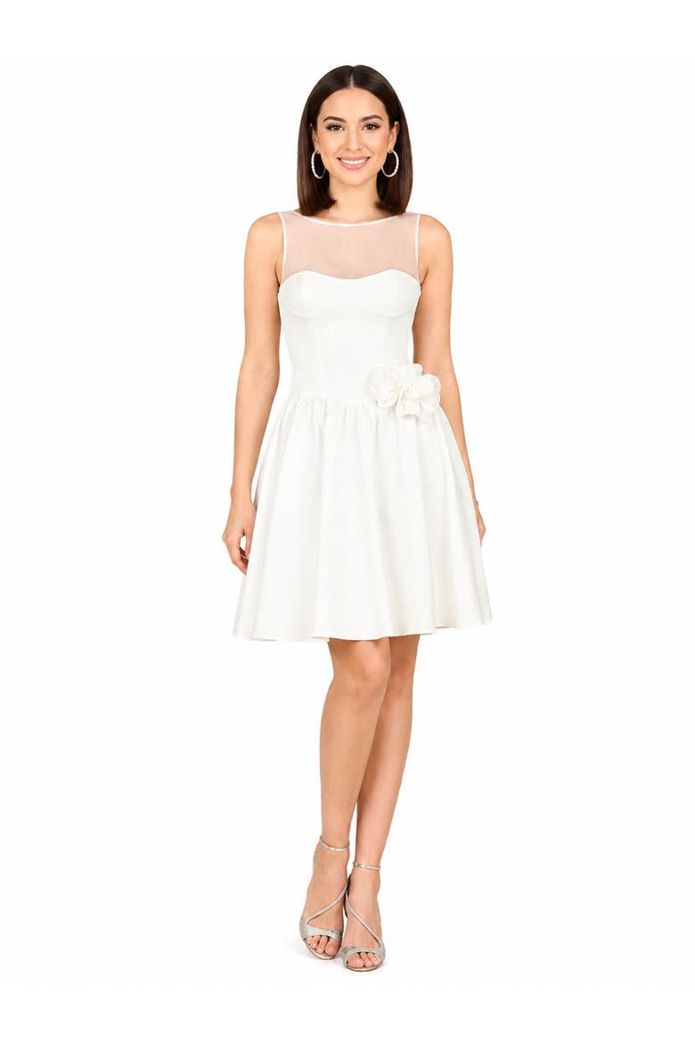 Beaded Faux-Wrap V-Neck Bridal Gown, Main, color, Ivory