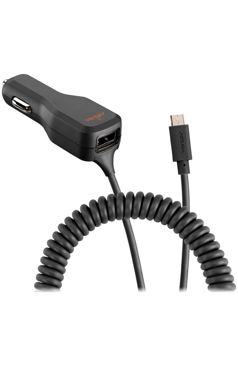 Ventev 17W USB-A Car Charger and Connected Micro-USB-Cable, Main, color, Gray