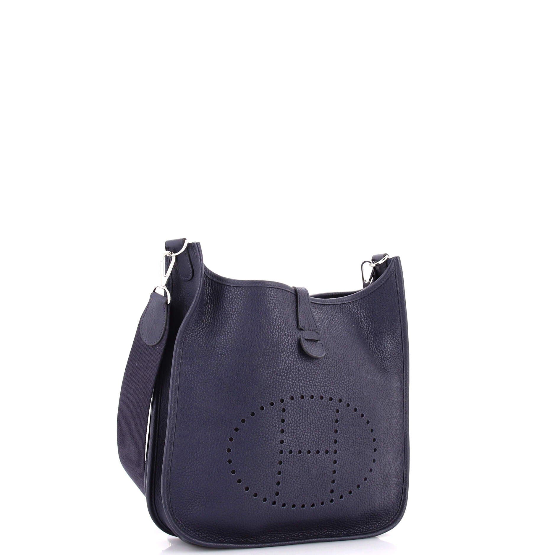 Pre-Owned Hermes Evelyne Bag Gen III Clemence PM, Alternate, color, Bleu Nuit