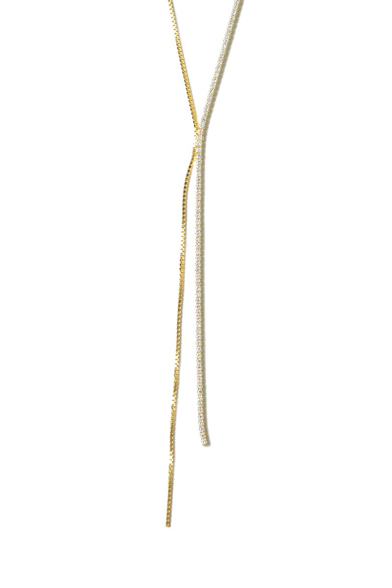 Cubic Zirconia Double Y Necklace, Alternate, color, GOLD