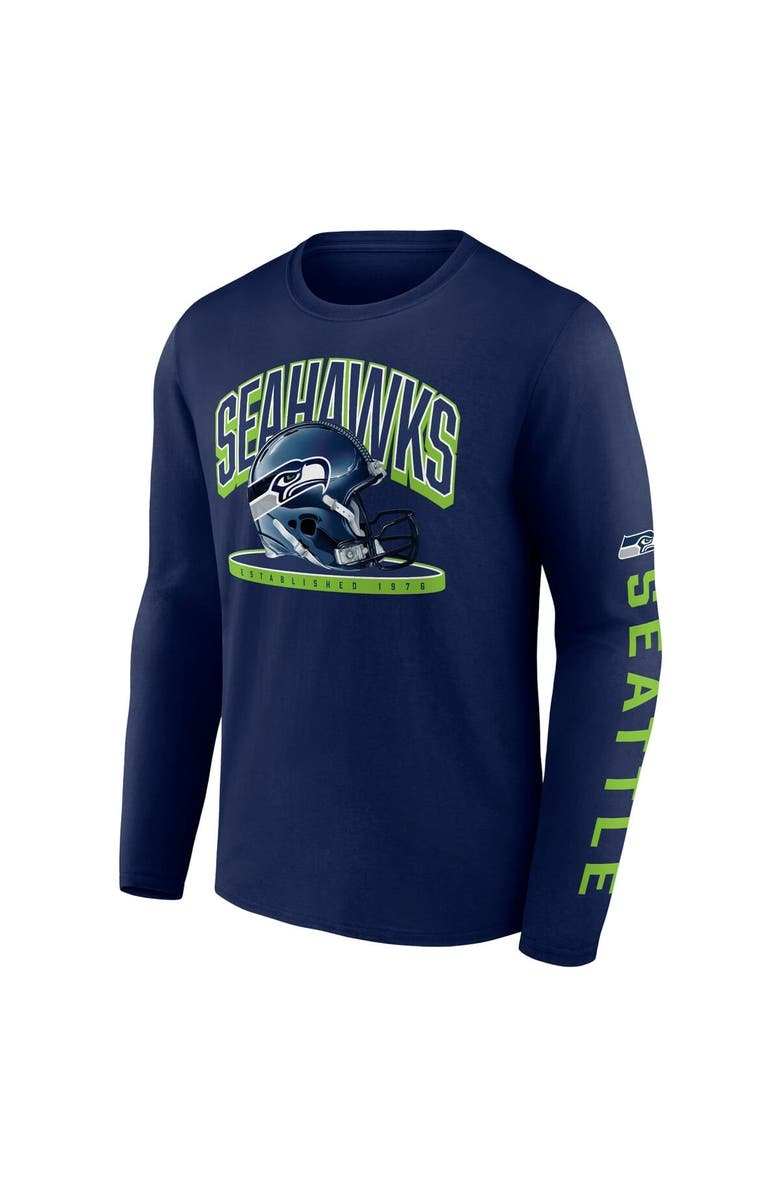 FANATICS Men's Fanatics College Navy Seattle Seahawks Helmet Platform Long Sleeve T-Shirt, Alternate, color,