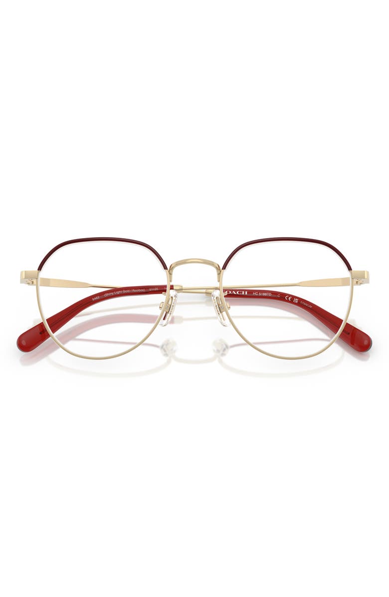 COACH 51mm Round Optical Glasses, Alternate, color, Gold / Rooibos / Demo Lens