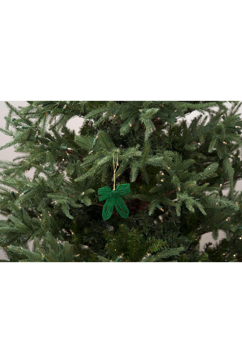 Ribbon Beaded Green Christmas Tree Ornament, Alternate, color, Green