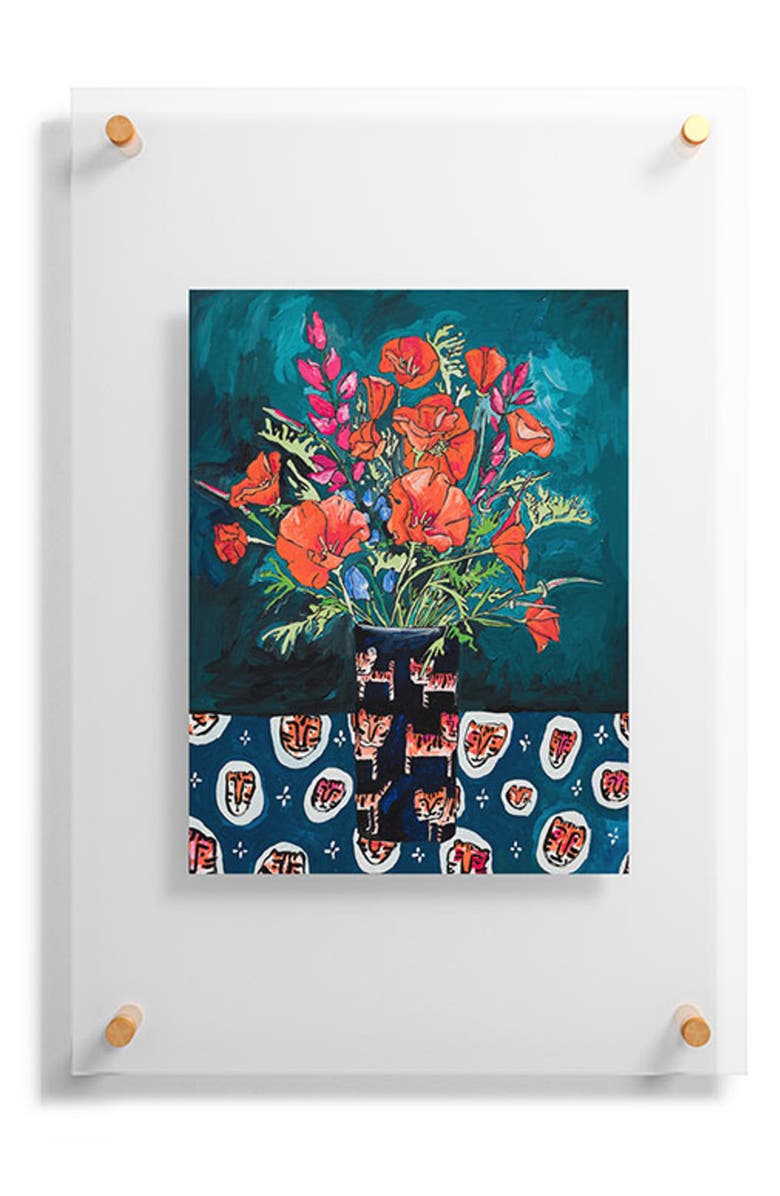 Deny Designs California Summer Bouquet Oranges & Lily Blossoms in Blue & White Urn Floating Art Print, Alternate, color,