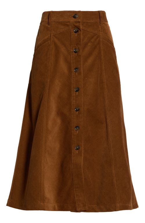 Paige Jahn Corduroy Midi Skirt In Brown