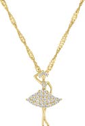FZN Kids' Pavé Cubic Zirconia Ballerina Pendant Necklace