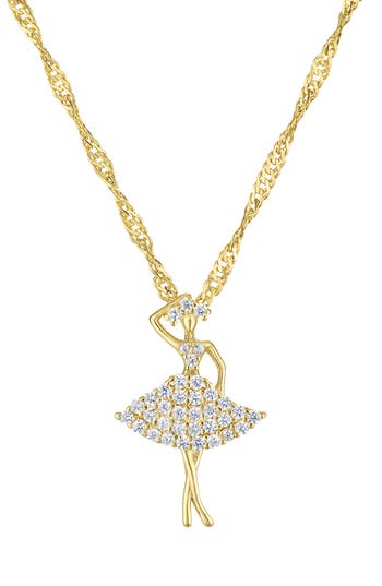 Fzn Kids' Pavé Cubic Zirconia Ballerina Pendant Necklace In Yellow
