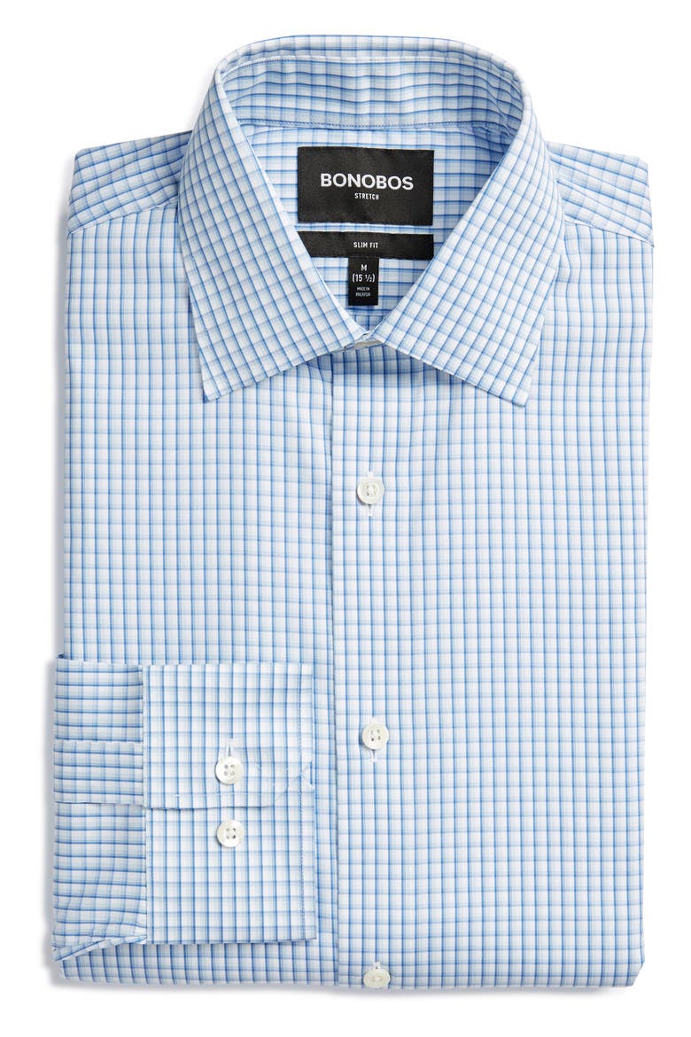 Slim Fit Check Dress Shirt, Alternate, color, PRESTWOOD PLAID VENTANA BLUE