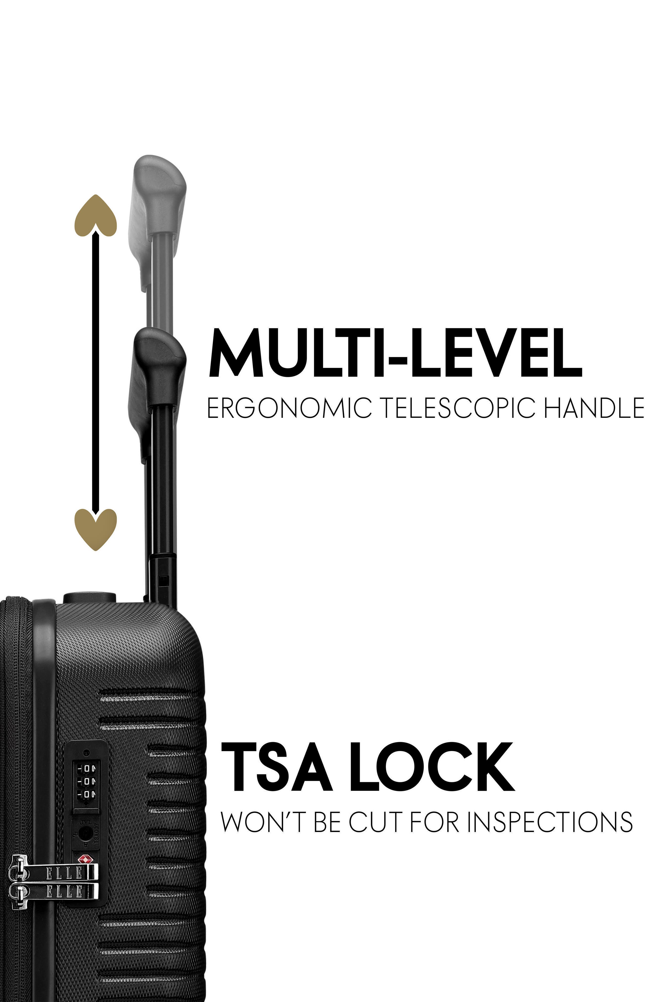 ELLE Escape Expandable Carry On Suitcase with Front Laptop Pocket, Alternate, color, Black